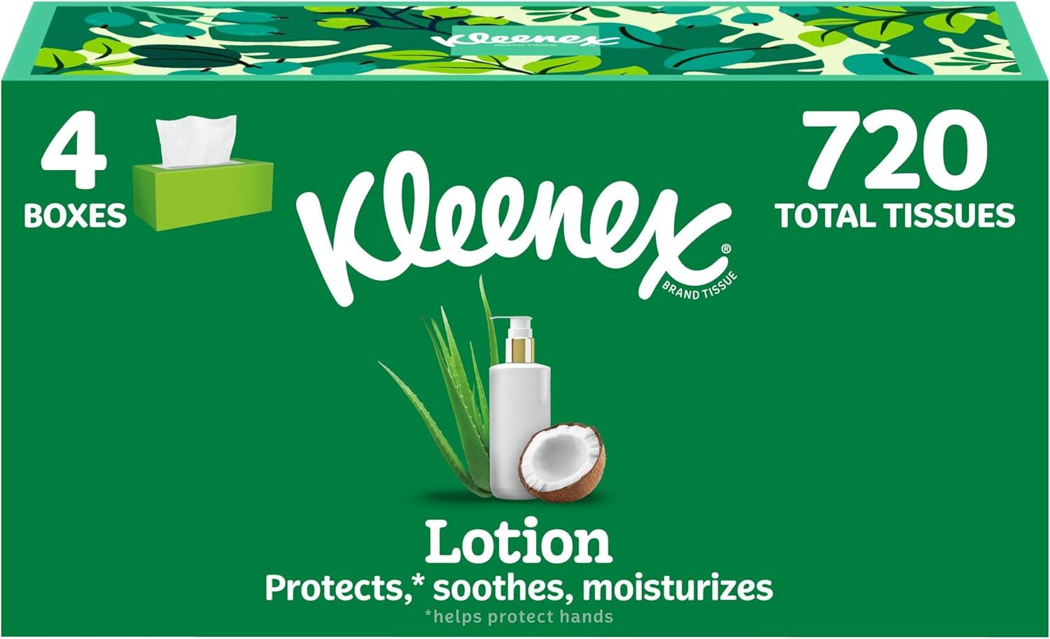 image:imageKleenex Lotion Facial Tissues with Coconut Oil 8 Flat Boxes 180 Tissues Per Box 3PlyWhite