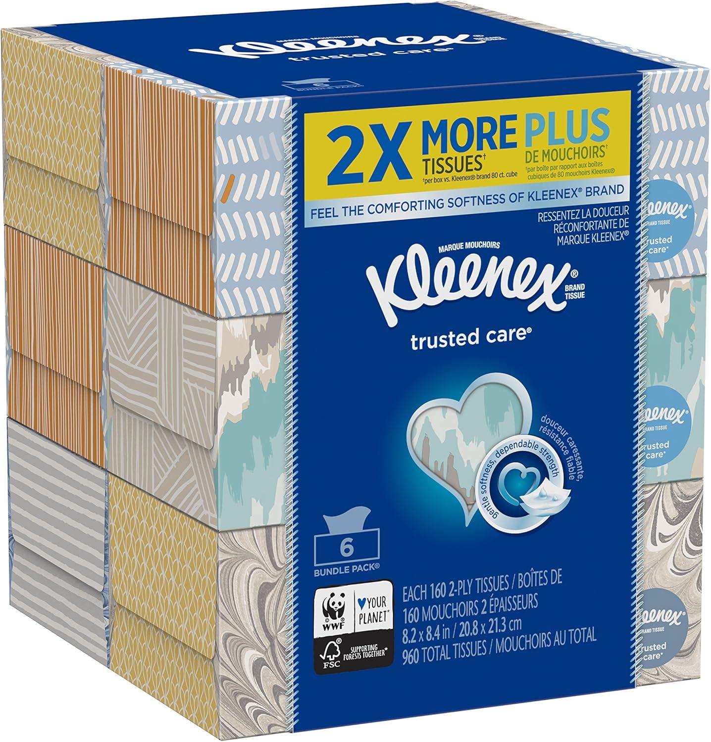 image:imageKleenex Trusted Care Facial Tissues 4 Cube Boxes 70 Tissues per Box 2Ply 280 Total Packaging May VaryMulticolor