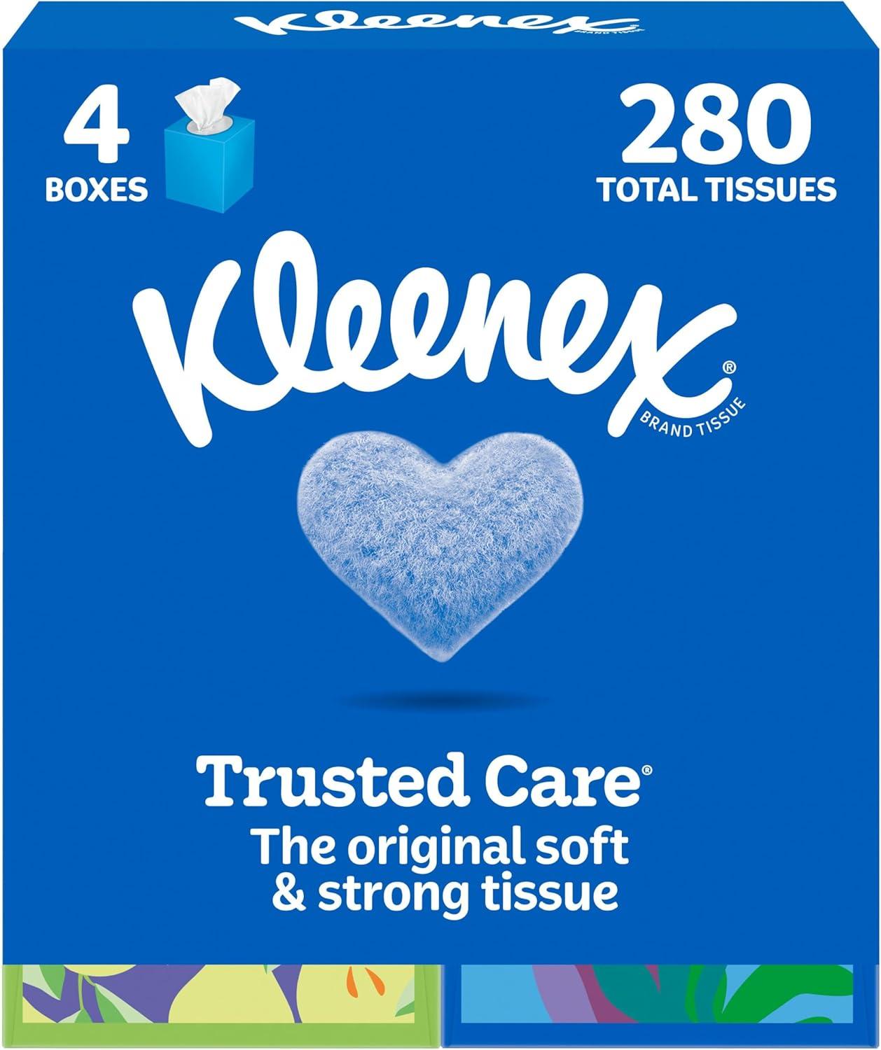 image:imageKleenex Trusted Care Facial Tissues 4 Cube Boxes 70 Tissues per Box 2Ply 280 Total Packaging May VaryWhite