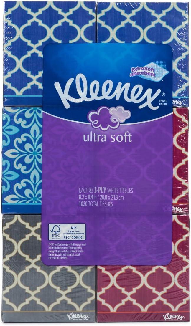 image:imageKleenex Ultra Soft Facial Tissues 18 Flat Boxes 120 Tissues per Box 3Ply 2160 Total Packaging May VaryPurple