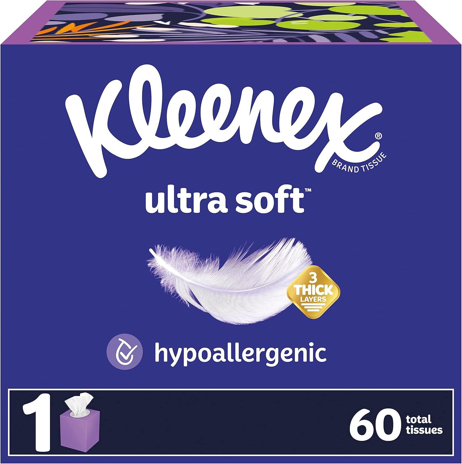 image:imageKleenex Ultra Soft Facial Tissues 18 Flat Boxes 120 Tissues per Box 3Ply 2160 Total Packaging May VaryWhite