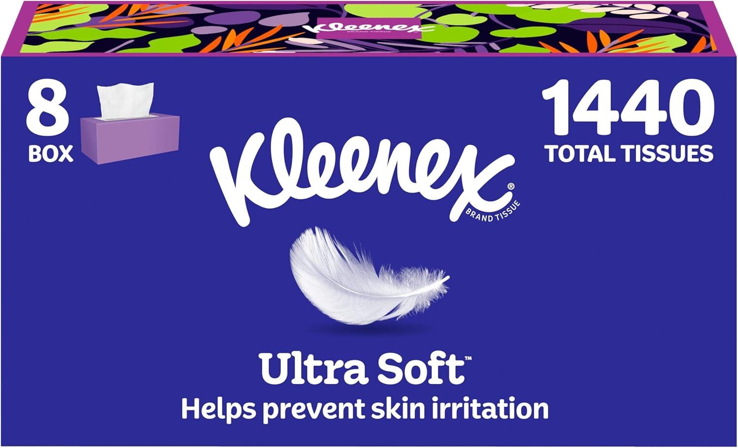 image:imageKleenex Ultra Soft Facial Tissues 18 Flat Boxes 120 Tissues per Box 3Ply 2160 Total Packaging May VaryWhite