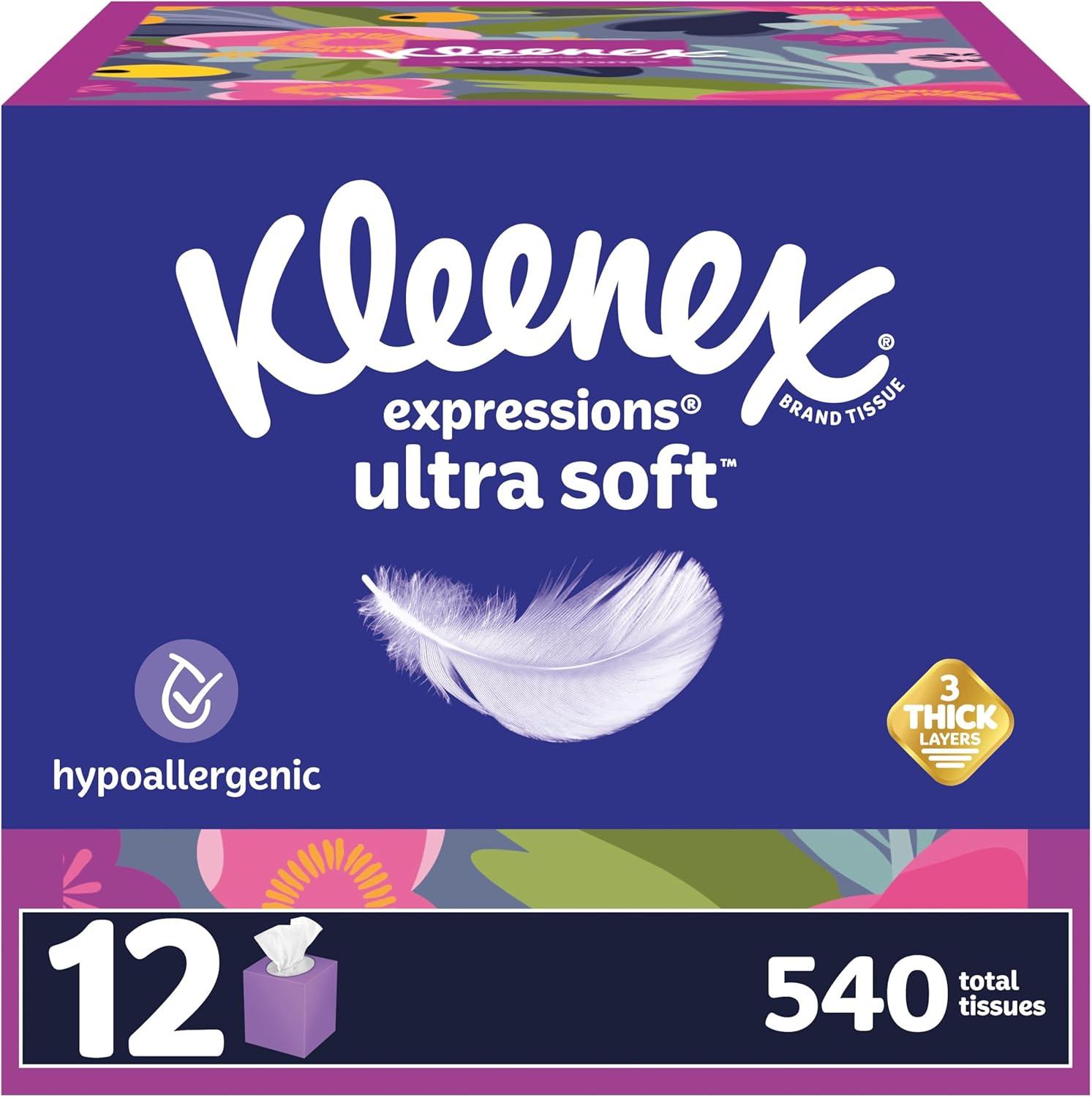 image:imageKleenex Ultra Soft Facial Tissues 8 Cube Boxes 80 Tissues per Box 3Ply Packaging May VaryWhite