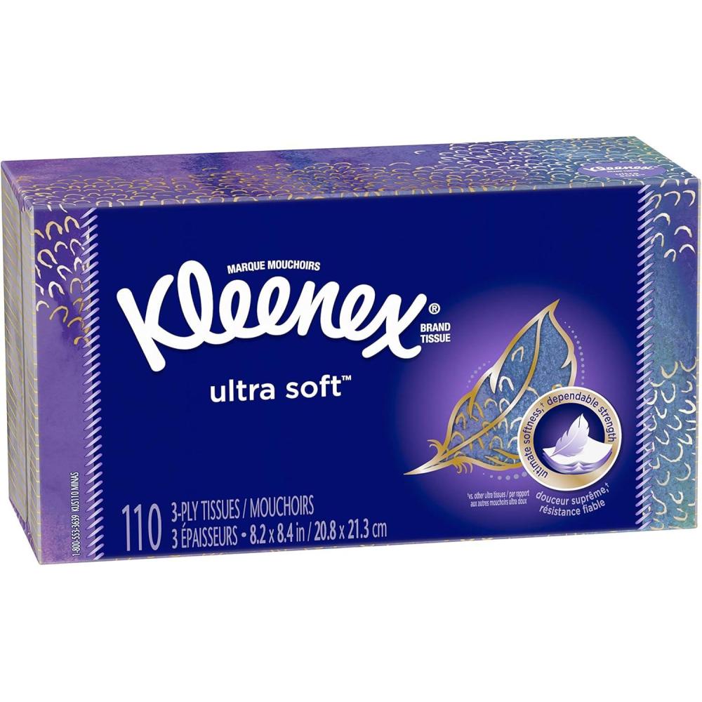 image:imageKleenex Ultra Soft Facial Tissues 18 Flat Boxes 120 Tissues per Box 3Ply 2160 Total Packaging May VaryPurple