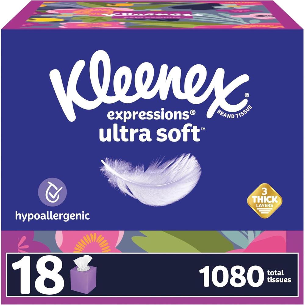image:imageKleenex Ultra Soft Facial Tissues 8 Cube Boxes 80 Tissues per Box 3Ply Packaging May VaryWhite