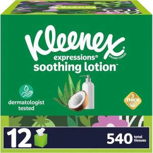 Kleenex Lotion Facial Tissues with Coconut Oil, 8 Cube Boxes, 80 Tissues Per Box, 3-Ply(White)