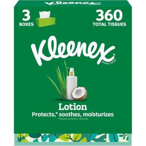 Kleenex Lotion Facial Tissues with Coconut Oil, 8 Flat Boxes, 180 Tissues Per Box, 3-Ply(White)