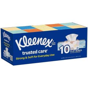 Kleenex Trusted Care Facial Tissues, 4 Cube Boxes, 70 Tissues per Box, 2-Ply (280 Total), Packaging May Vary(Withe)