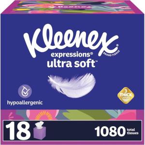Kleenex Ultra Soft Facial Tissues, 8 Cube Boxes, 80 Tissues per Box, 3-Ply, Packaging May Vary(White)