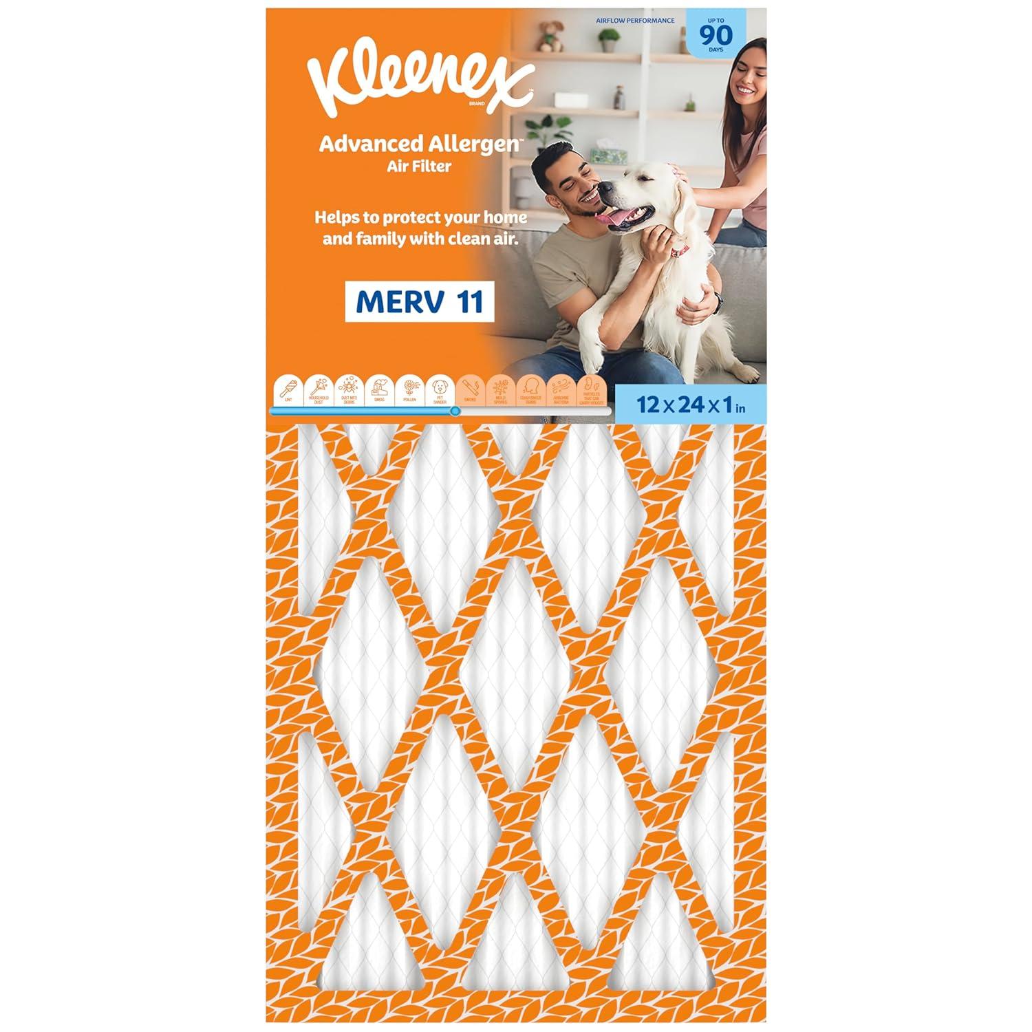 image:imageKleenex Advanced Allergen Air Filter 16x25x1 Inches 11 MERV RATING 4Pack12x24x1