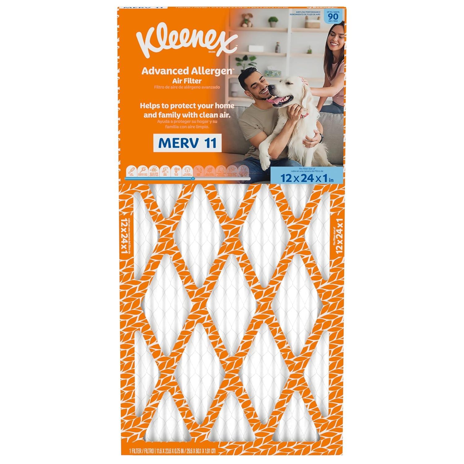 image:imageKleenex Advanced Allergen Air Filter 16x25x1 Inches 11 MERV RATING 4Pack12x24x1
