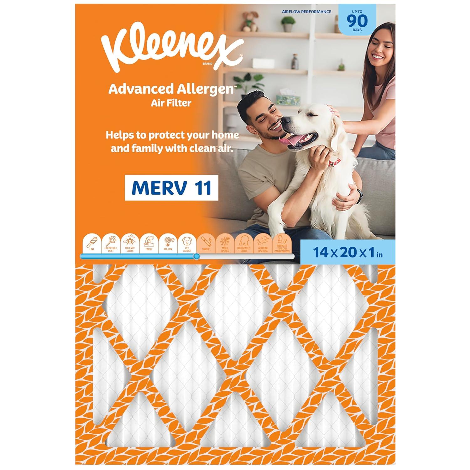 image:imageKleenex Advanced Allergen Air Filter 16x25x1 Inches 11 MERV RATING 4Pack14x20x1