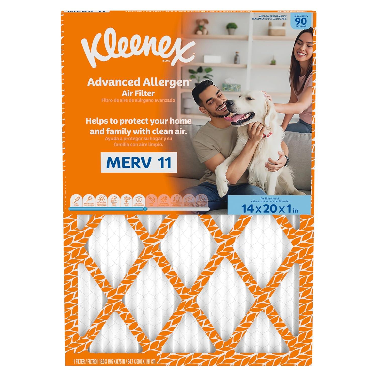 image:imageKleenex Advanced Allergen Air Filter 16x25x1 Inches 11 MERV RATING 4Pack14x20x1
