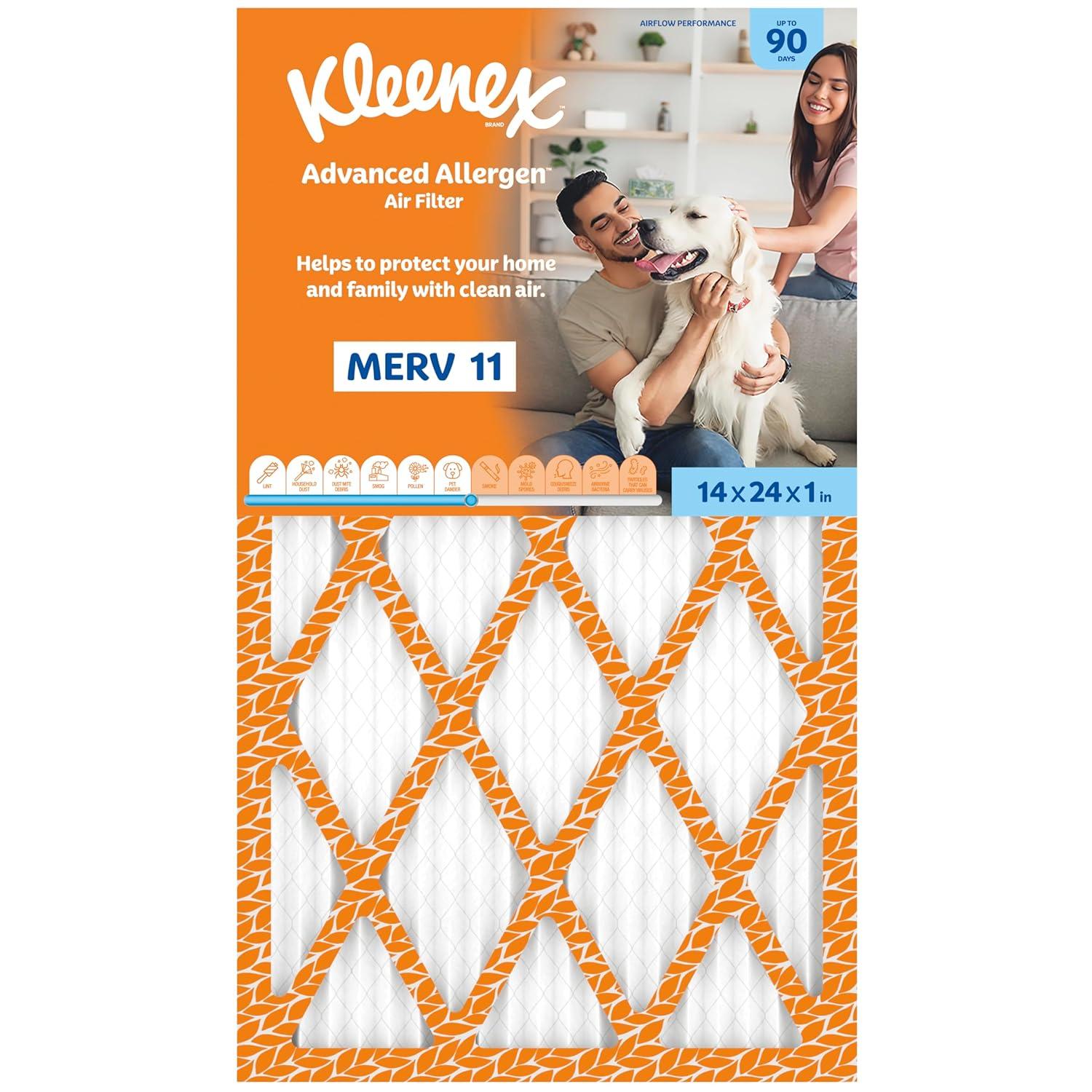 image:imageKleenex Advanced Allergen Air Filter 16x25x1 Inches 11 MERV RATING 4Pack14x24x1