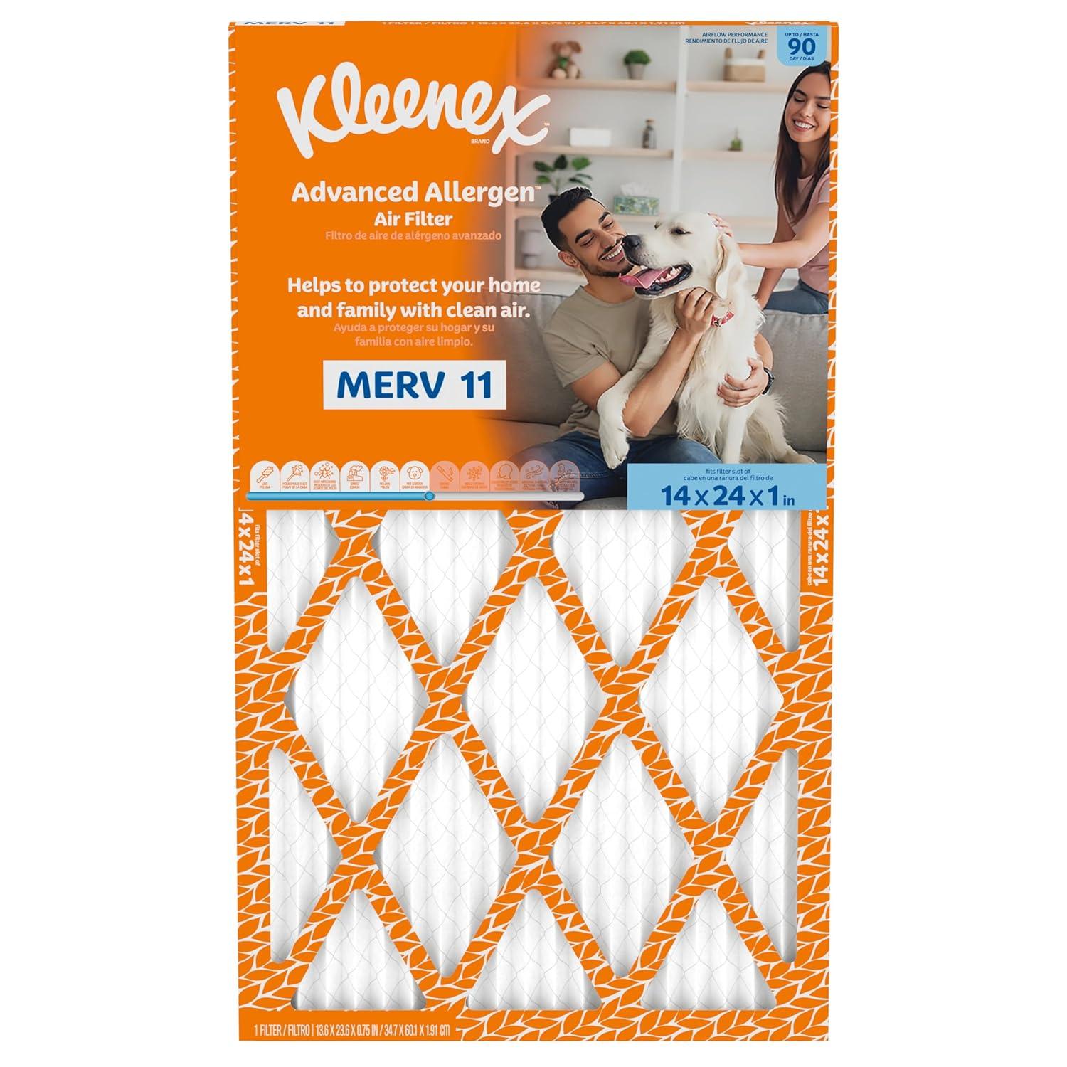 image:imageKleenex Advanced Allergen Air Filter 16x25x1 Inches 11 MERV RATING 4Pack14x24x1