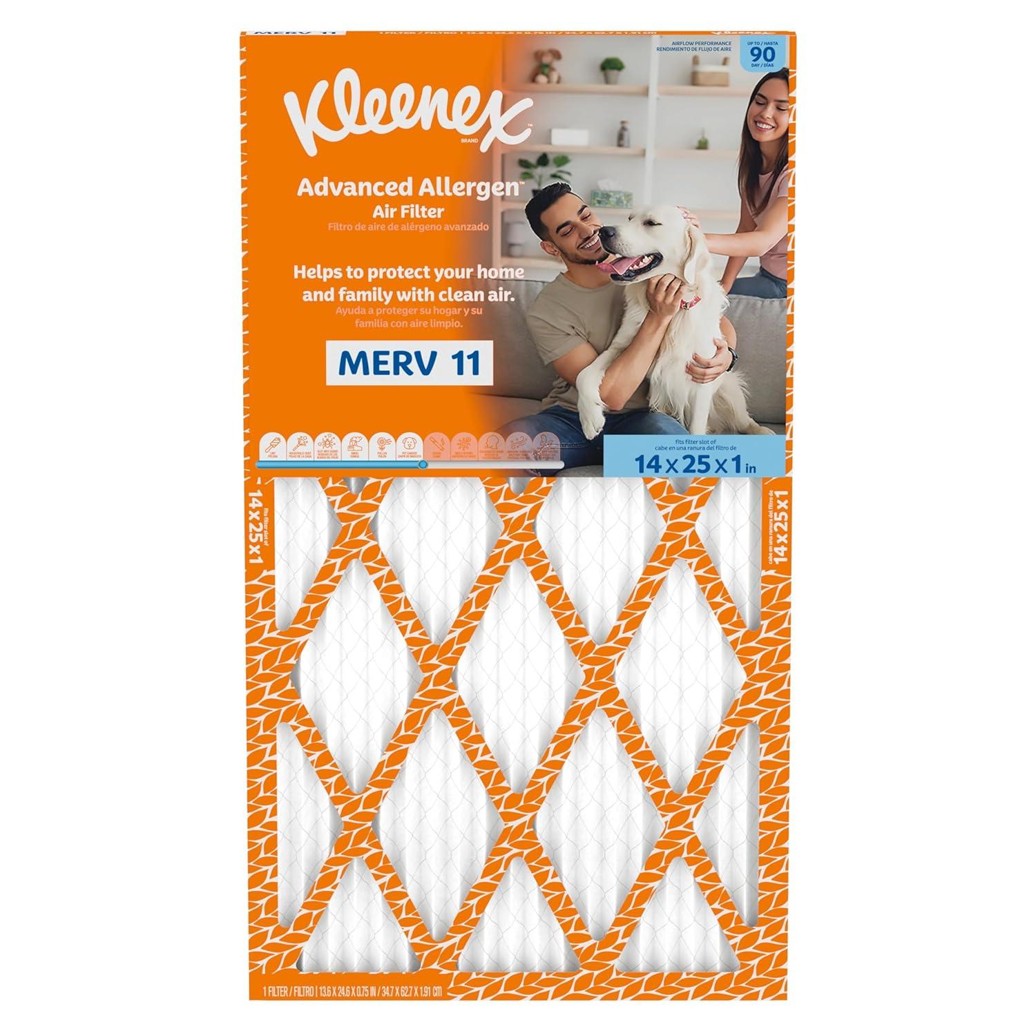 image:imageKleenex Advanced Allergen Air Filter 16x25x1 Inches 11 MERV RATING 4Pack14x25x1