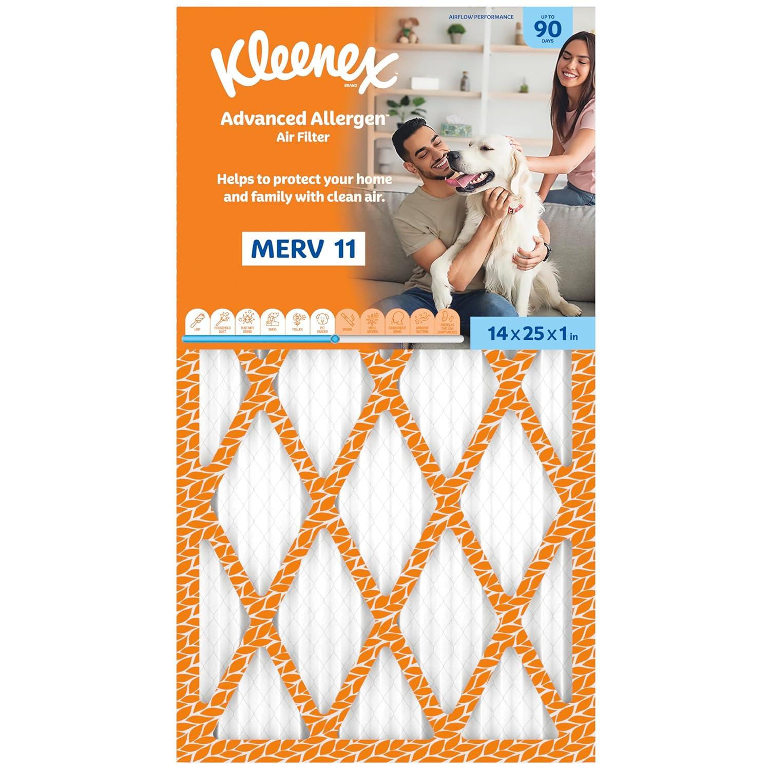 image:imageKleenex Advanced Allergen Air Filter 16x25x1 Inches 11 MERV RATING 4Pack14x25x1