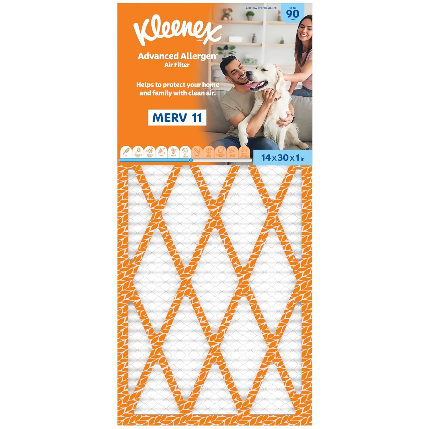 image:imageKleenex Advanced Allergen Air Filter 16x25x1 Inches 11 MERV RATING 4Pack14x30x1