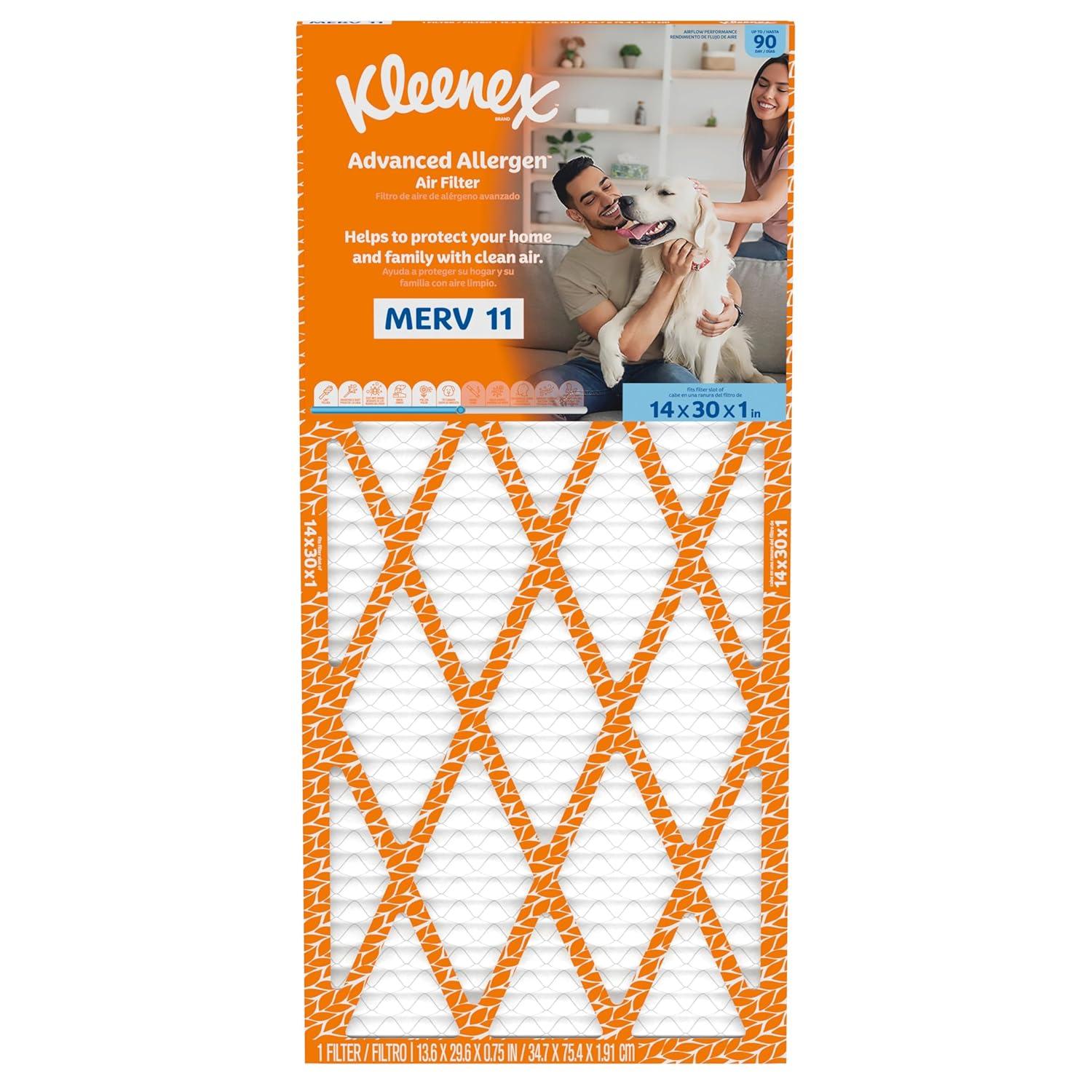 image:imageKleenex Advanced Allergen Air Filter 16x25x1 Inches 11 MERV RATING 4Pack14x30x1
