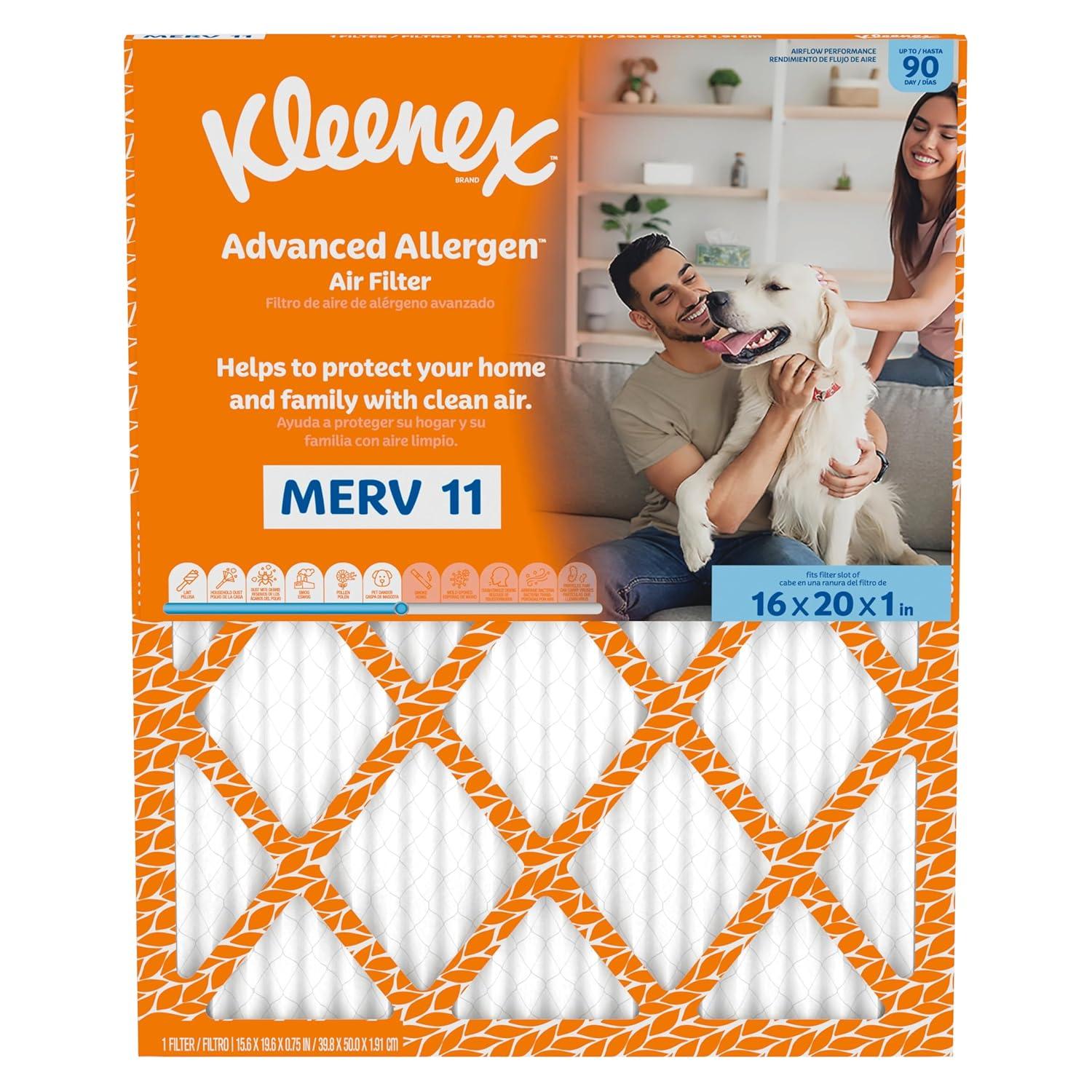 image:imageKleenex Advanced Allergen Air Filter 16x25x1 Inches 11 MERV RATING 4Pack16x20x1