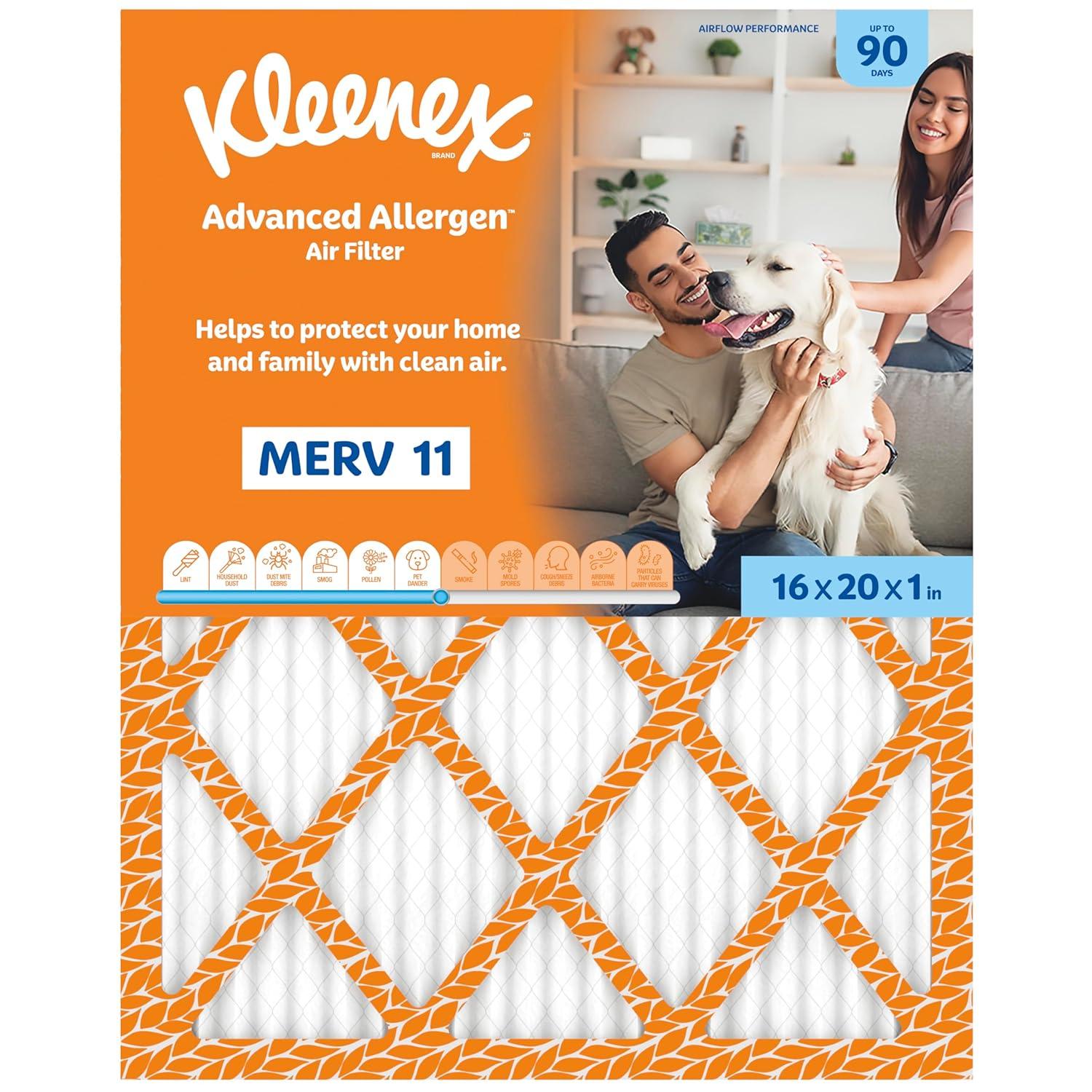 image:imageKleenex Advanced Allergen Air Filter 16x25x1 Inches 11 MERV RATING 4Pack16x20x1