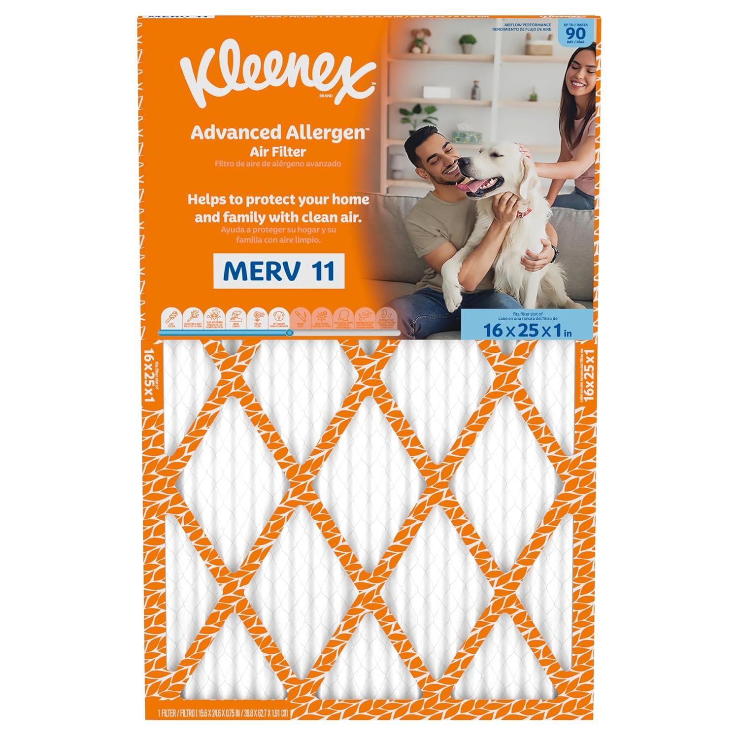 image:imageKleenex Advanced Allergen Air Filter 16x25x1 Inches 11 MERV RATING 4Pack16x25x1