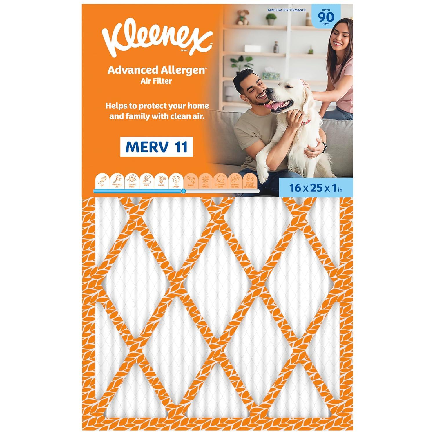image:imageKleenex Advanced Allergen Air Filter 16x25x1 Inches 11 MERV RATING 4Pack16x25x1