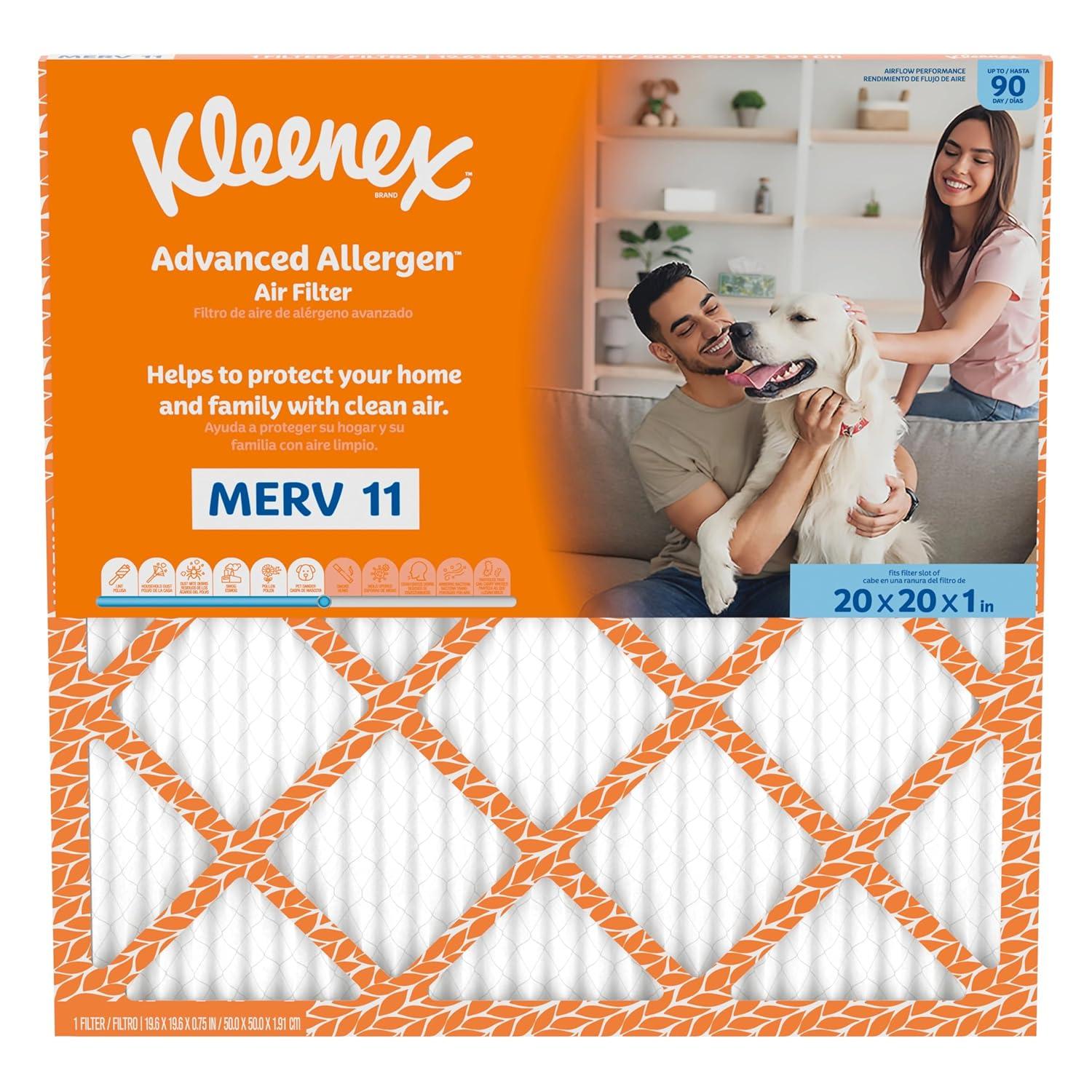 image:imageKleenex Advanced Allergen Air Filter 16x25x1 Inches 11 MERV RATING 4Pack20x20x1
