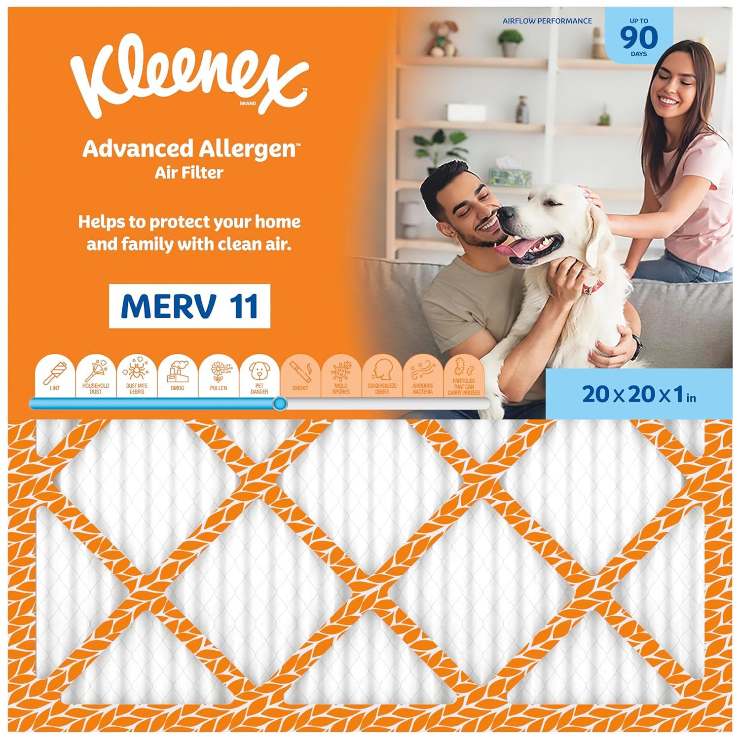 image:imageKleenex Advanced Allergen Air Filter 16x25x1 Inches 11 MERV RATING 4Pack20x20x1