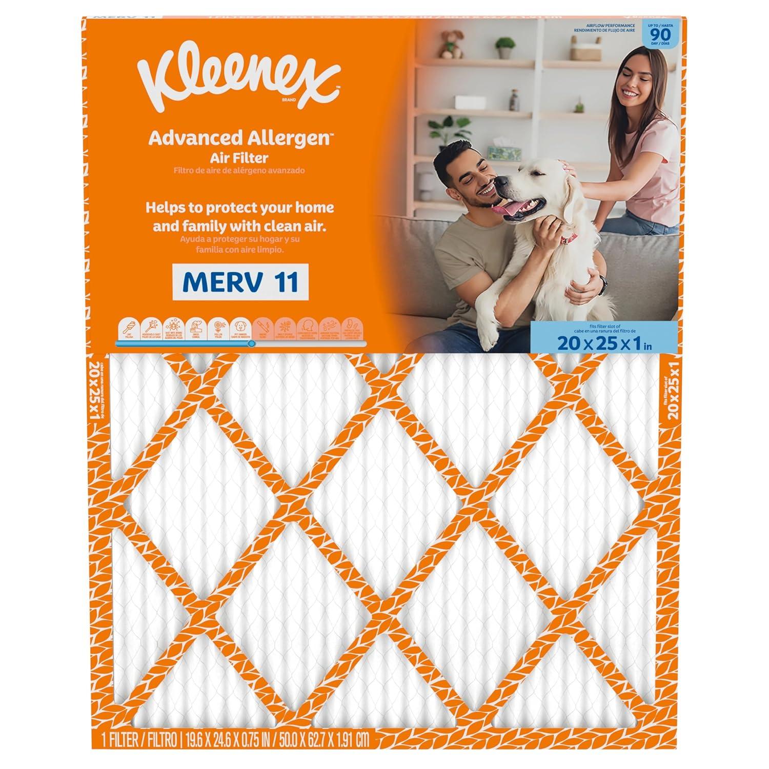 image:imageKleenex Advanced Allergen Air Filter 16x25x1 Inches 11 MERV RATING 4Pack20x25x1
