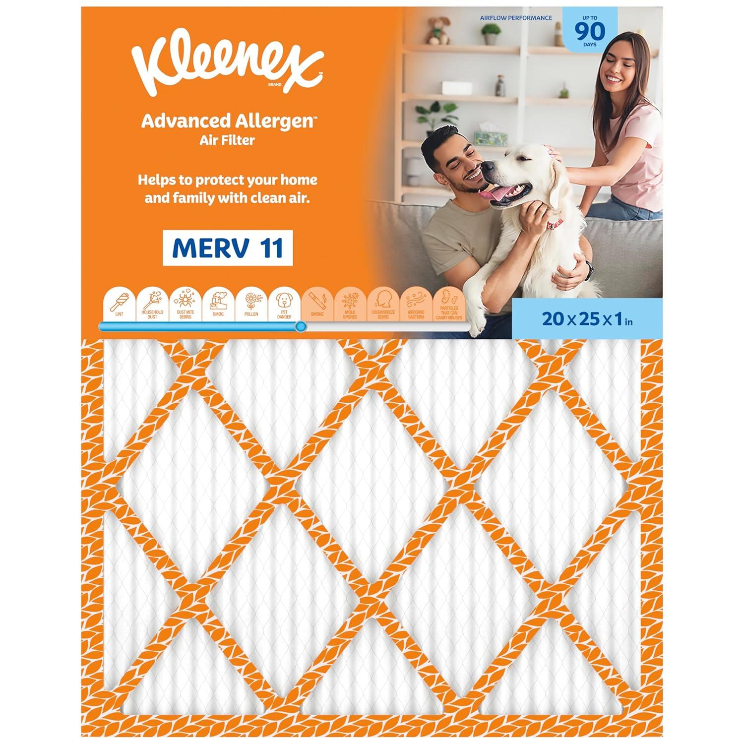 image:imageKleenex Advanced Allergen Air Filter 16x25x1 Inches 11 MERV RATING 4Pack20x25x1