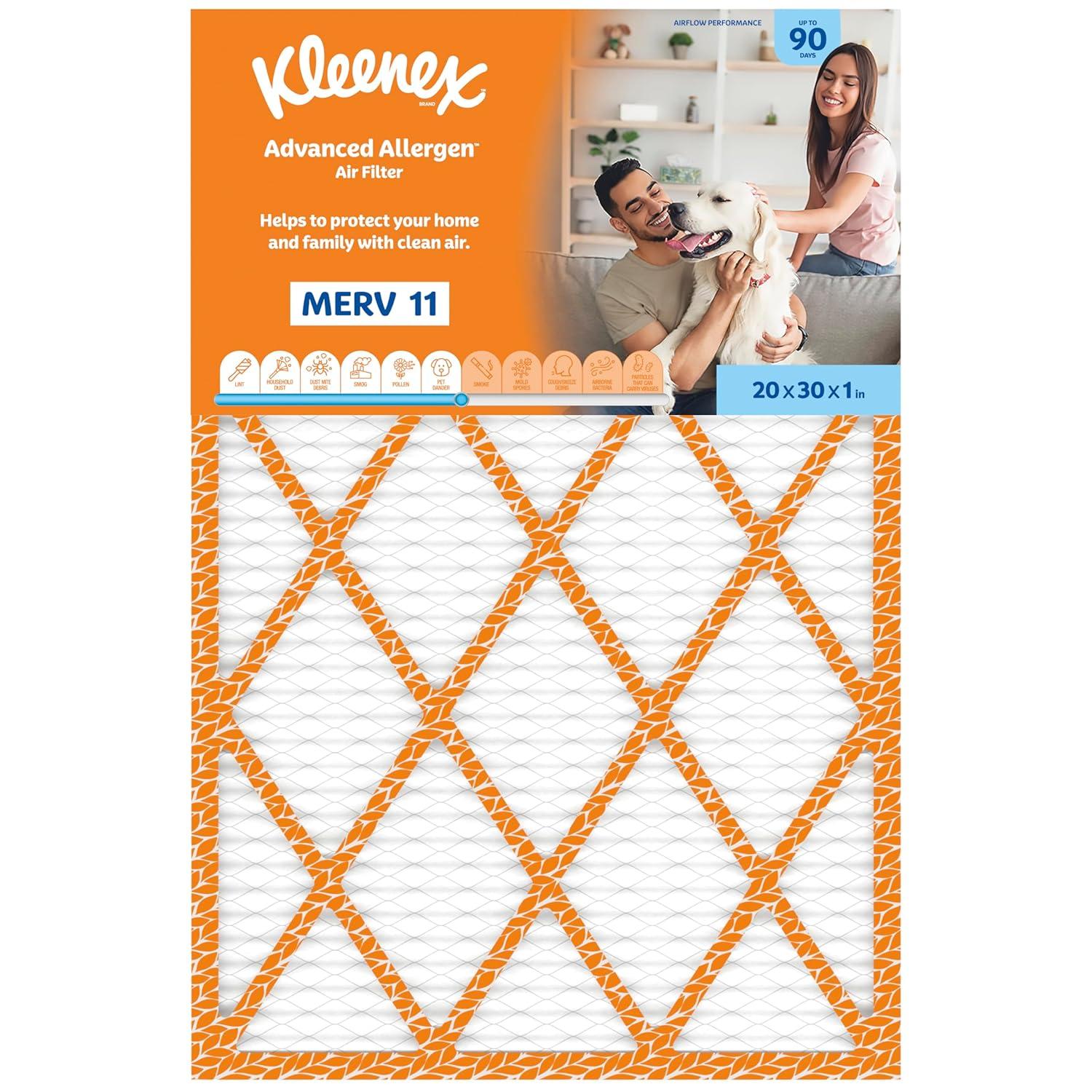 image:imageKleenex Advanced Allergen Air Filter 16x25x1 Inches 11 MERV RATING 4Pack20x30x1