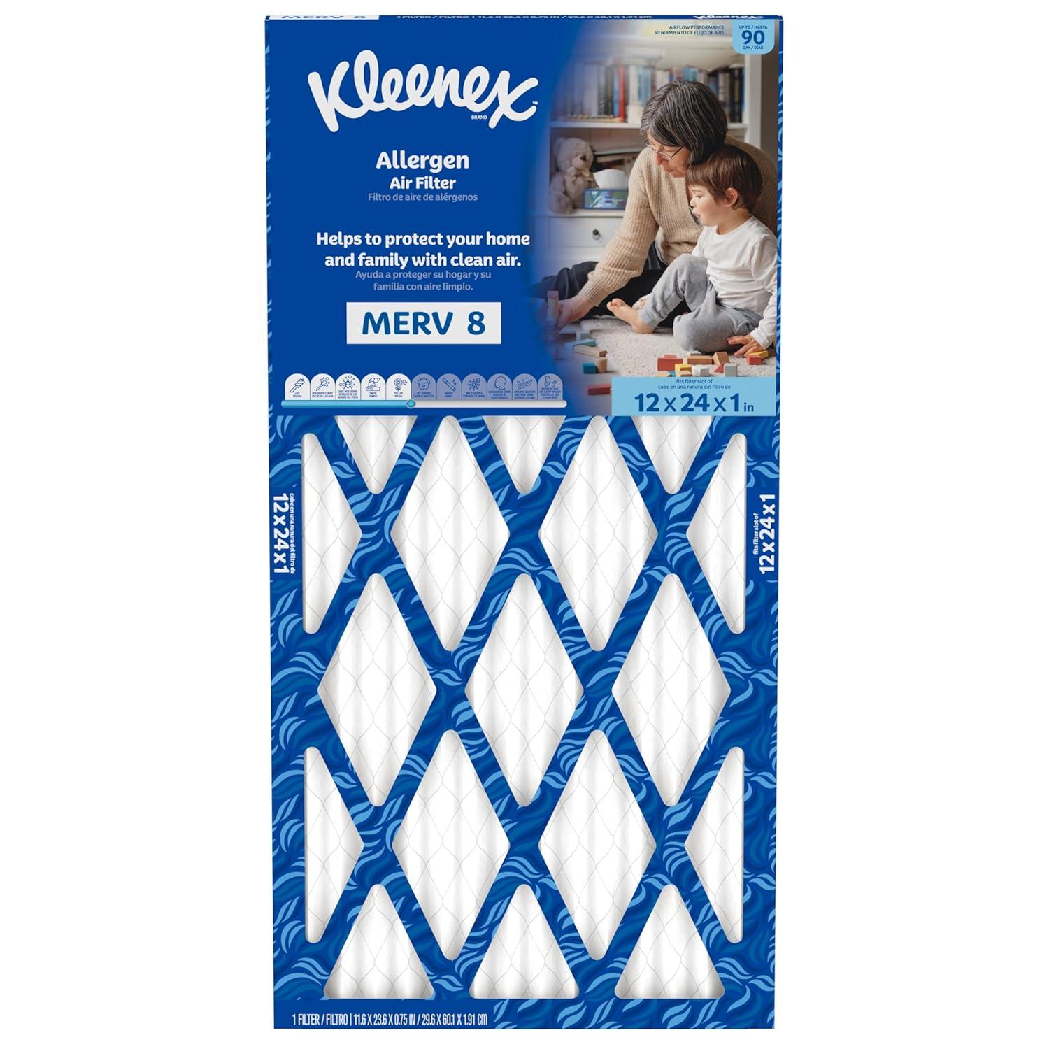 image:imageKleenex Allergen Air Filter 16x25x1 Inches 8 MERV RATING 4Pack12x24x1