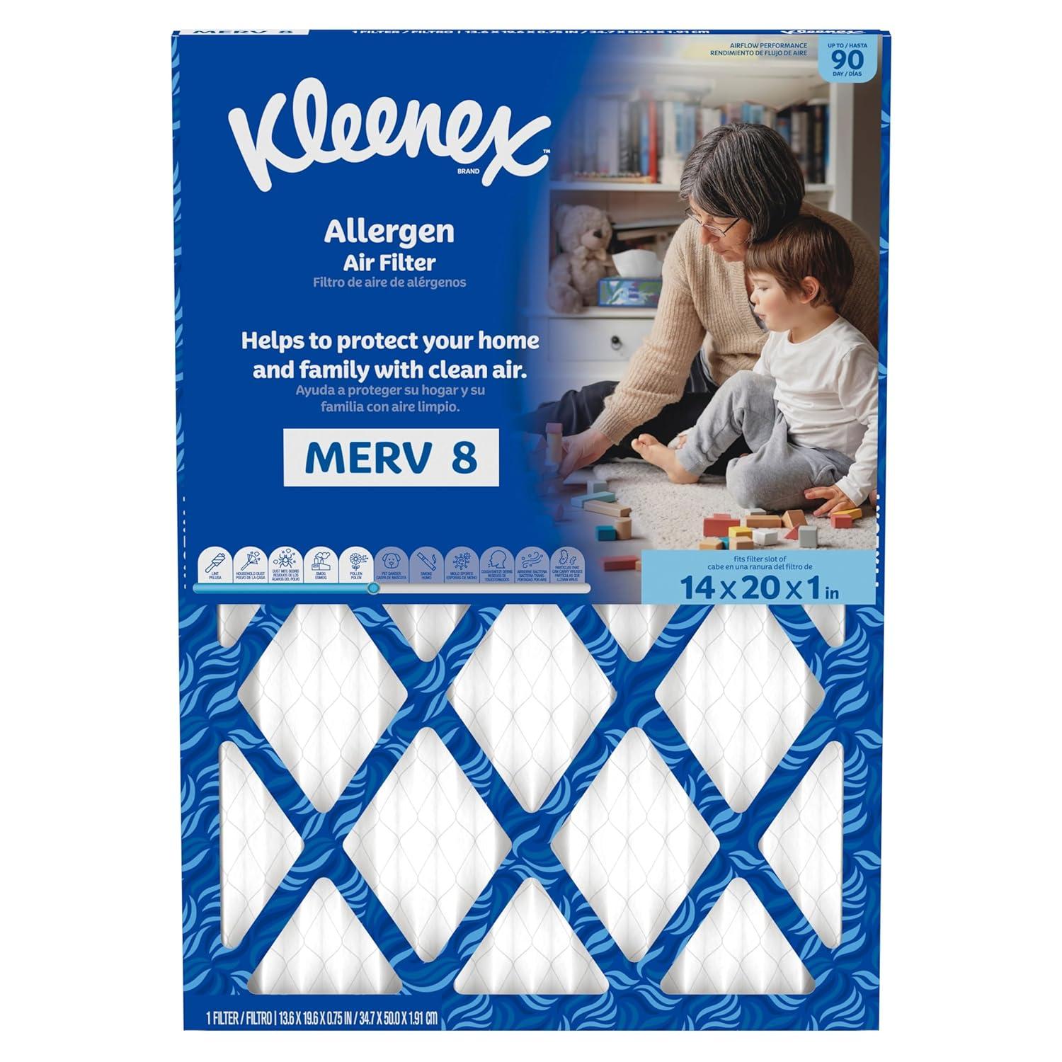 image:imageKleenex Allergen Air Filter 16x25x1 Inches 8 MERV RATING 4Pack14x20x1