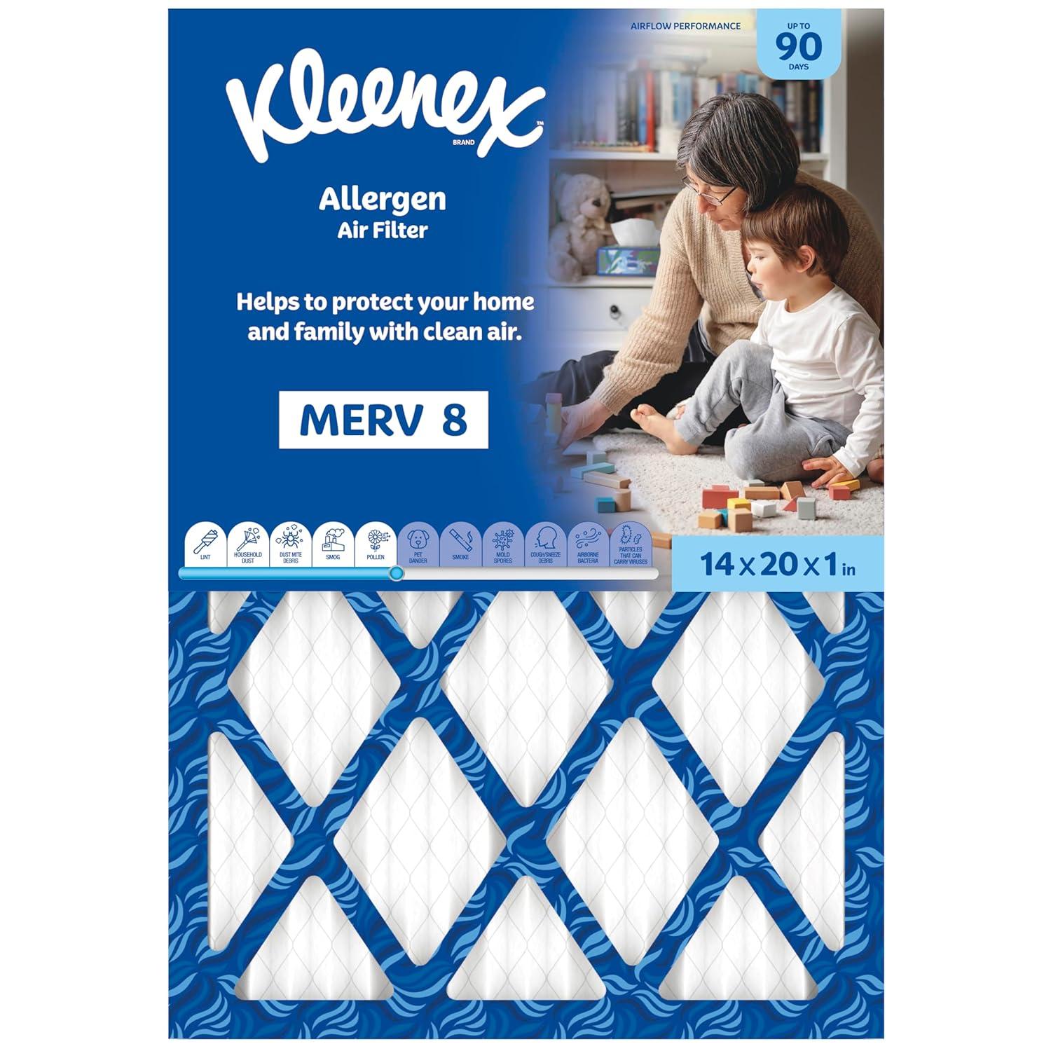image:imageKleenex Allergen Air Filter 16x25x1 Inches 8 MERV RATING 4Pack14x20x1