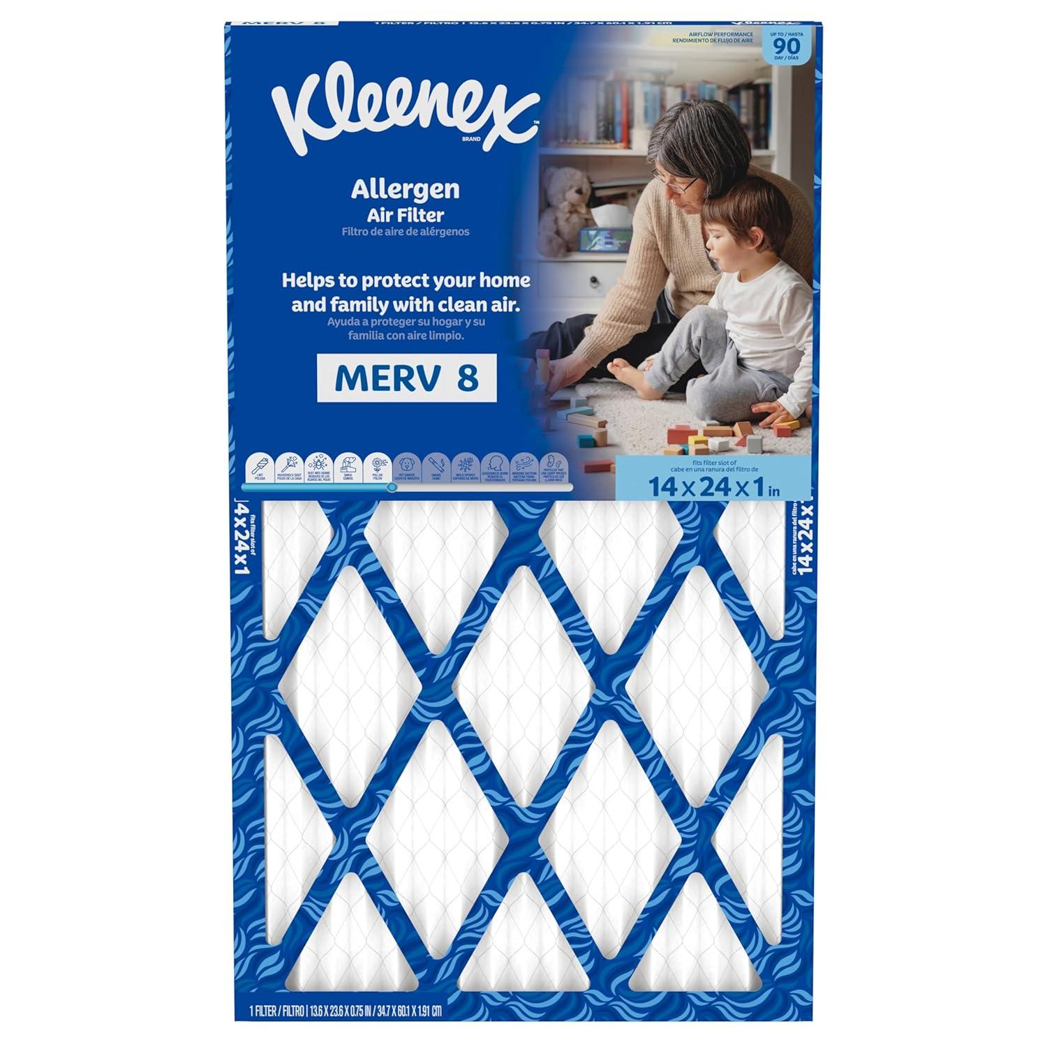 image:imageKleenex Allergen Air Filter 16x25x1 Inches 8 MERV RATING 4Pack14x24x1