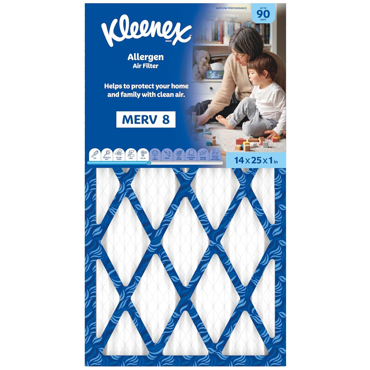 image:imageKleenex Allergen Air Filter 16x25x1 Inches 8 MERV RATING 4Pack14x25x1