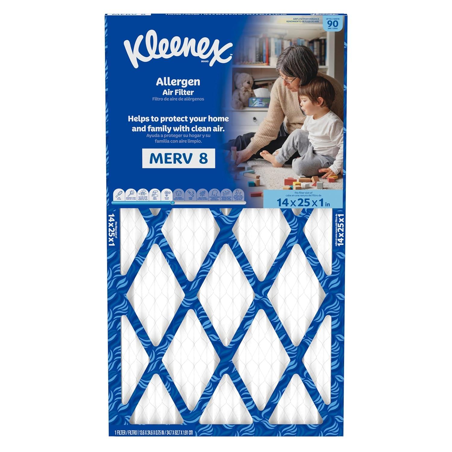 image:imageKleenex Allergen Air Filter 16x25x1 Inches 8 MERV RATING 4Pack14x25x1