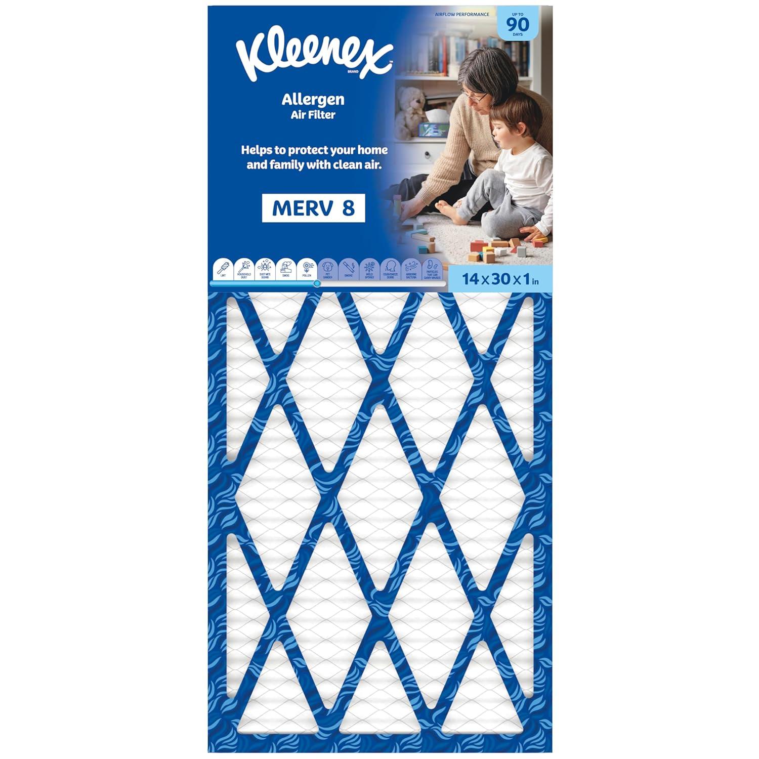 image:imageKleenex Allergen Air Filter 16x25x1 Inches 8 MERV RATING 4Pack14x30x1