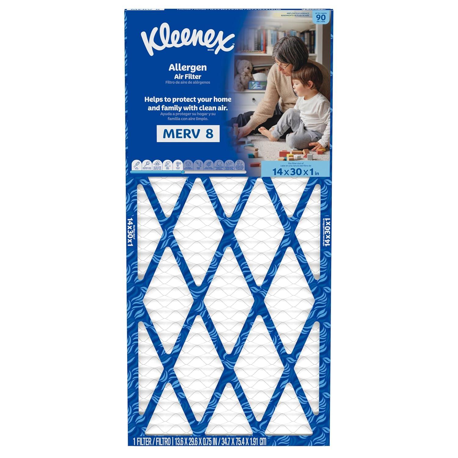image:imageKleenex Allergen Air Filter 16x25x1 Inches 8 MERV RATING 4Pack14x30x1