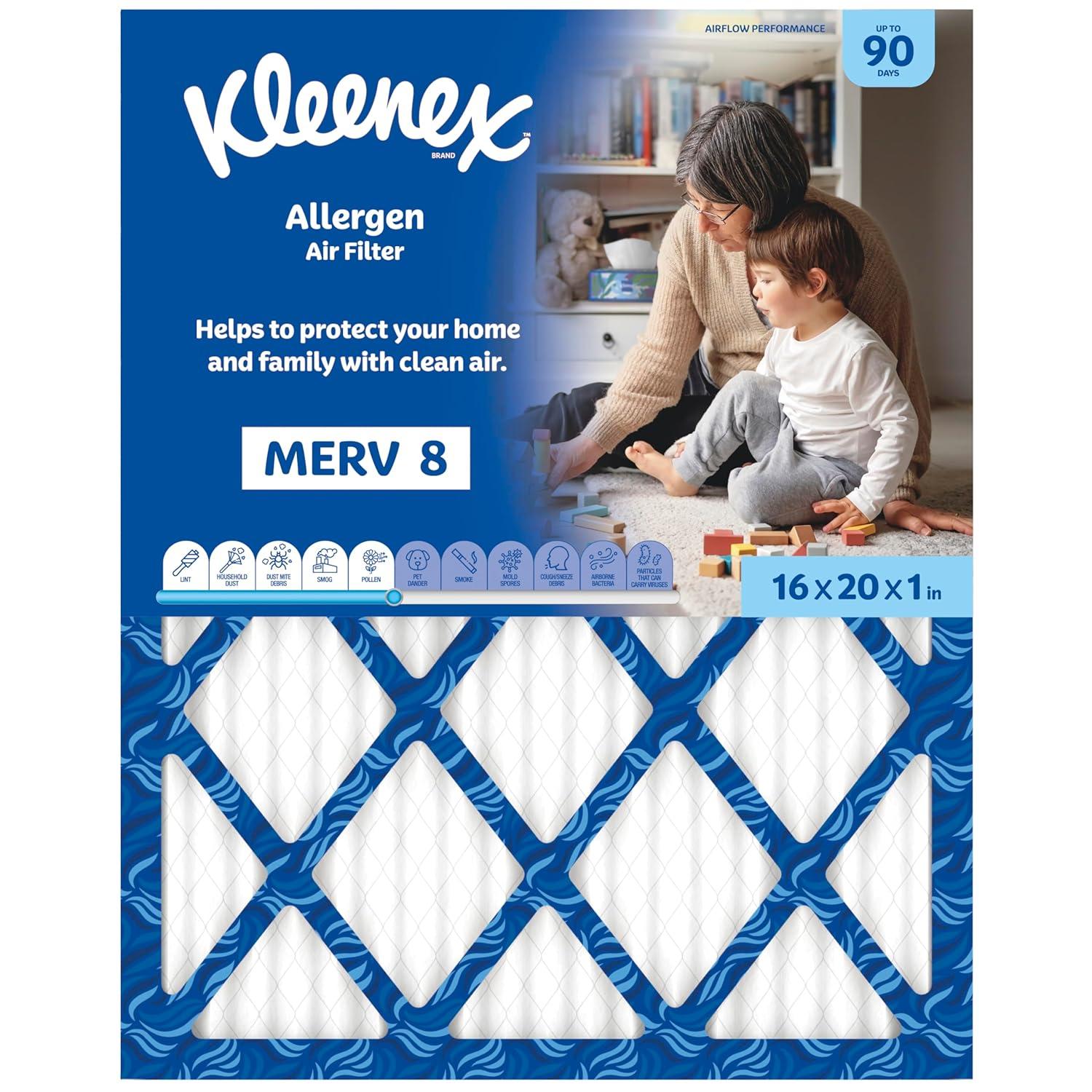 image:imageKleenex Allergen Air Filter 16x25x1 Inches 8 MERV RATING 4Pack16x20x1