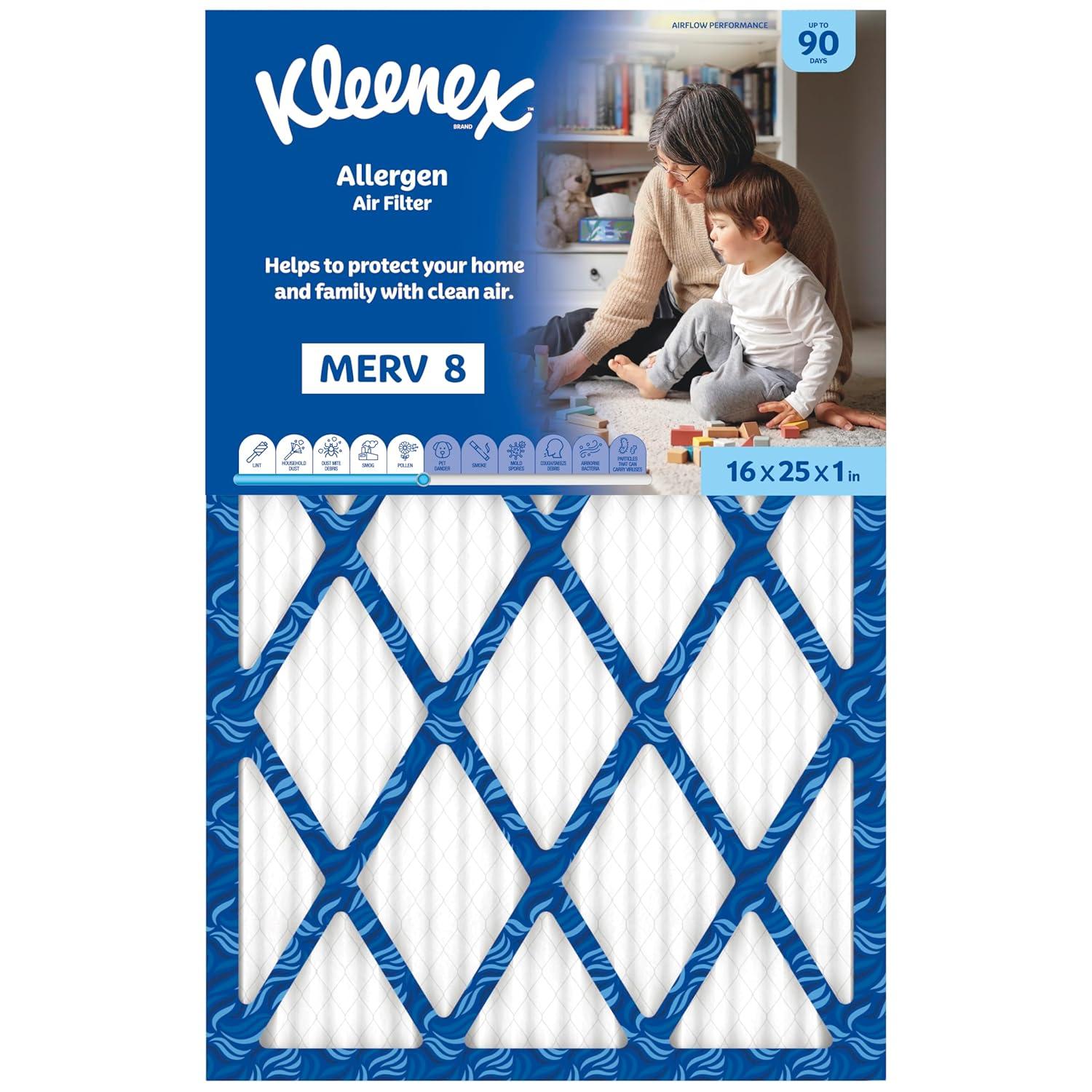 image:imageKleenex Allergen Air Filter 16x25x1 Inches 8 MERV RATING 4Pack16x25x1