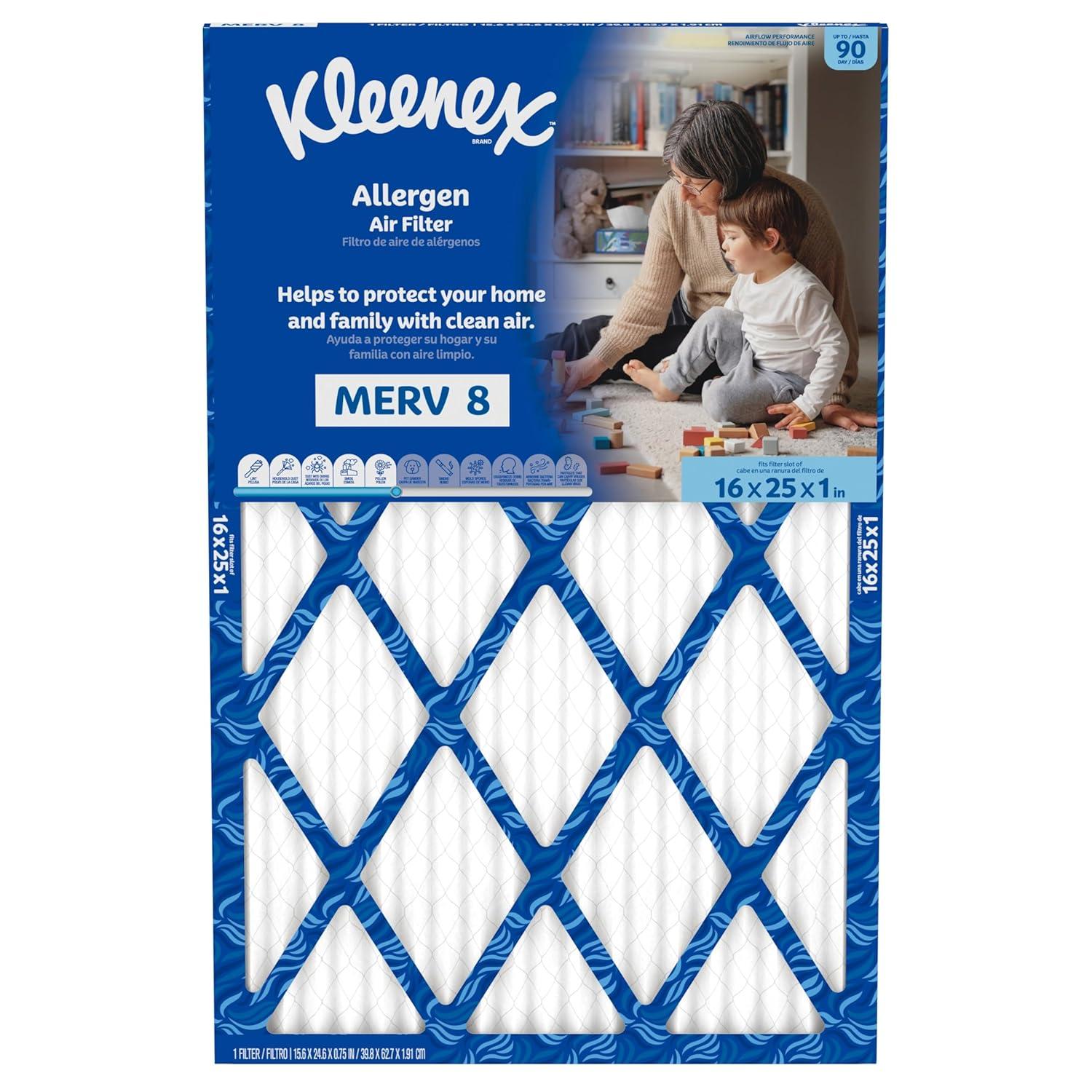 image:imageKleenex Allergen Air Filter 16x25x1 Inches 8 MERV RATING 4Pack16x25x1