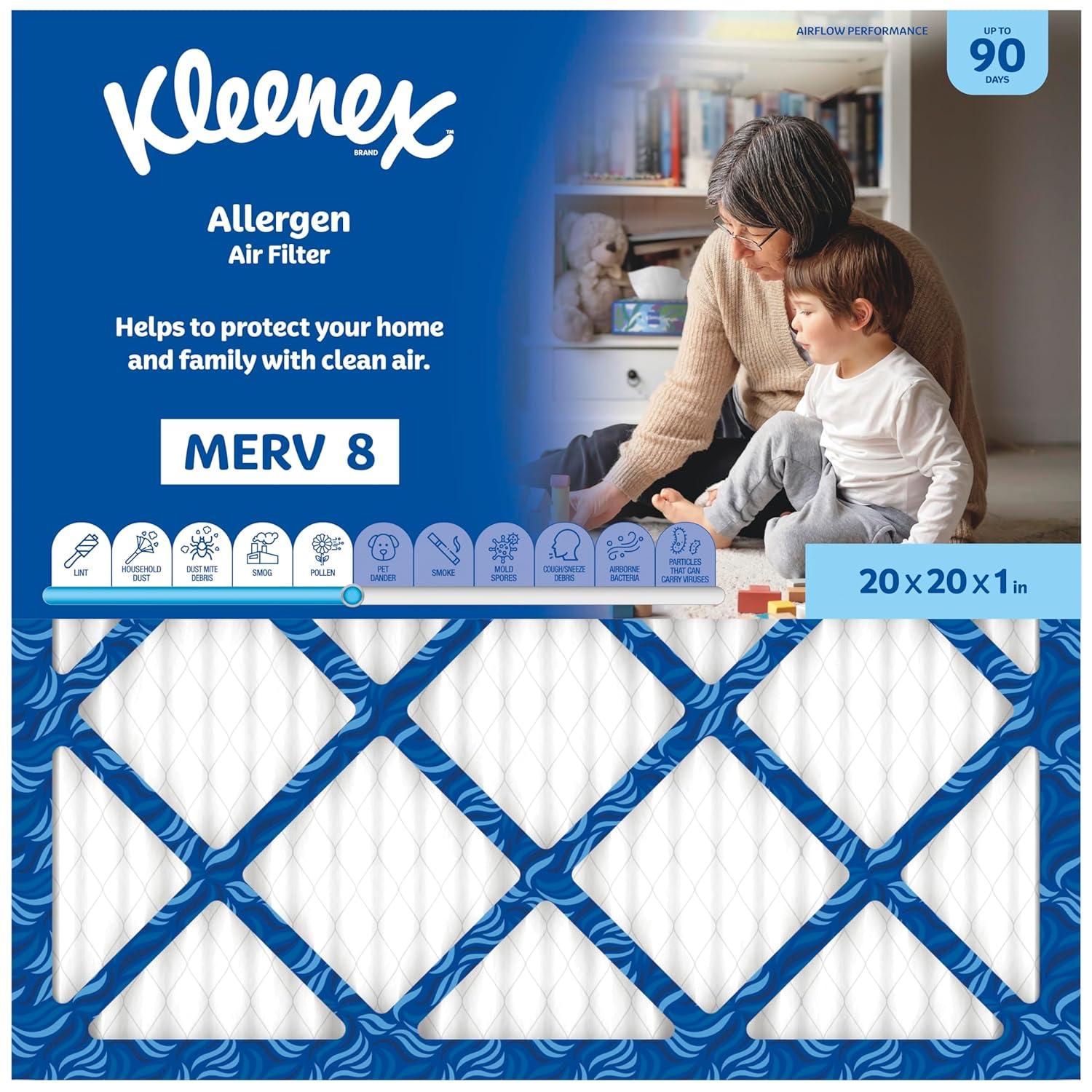 image:imageKleenex Allergen Air Filter 16x25x1 Inches 8 MERV RATING 4Pack20x20x1