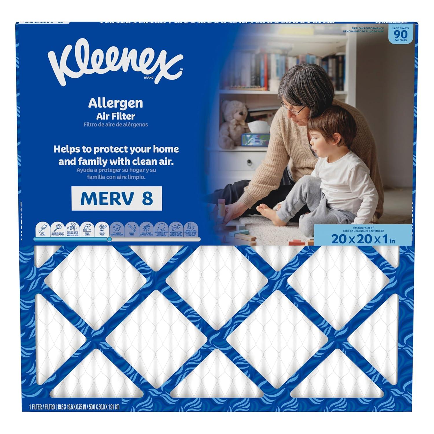 image:imageKleenex Allergen Air Filter 16x25x1 Inches 8 MERV RATING 4Pack20x20x1