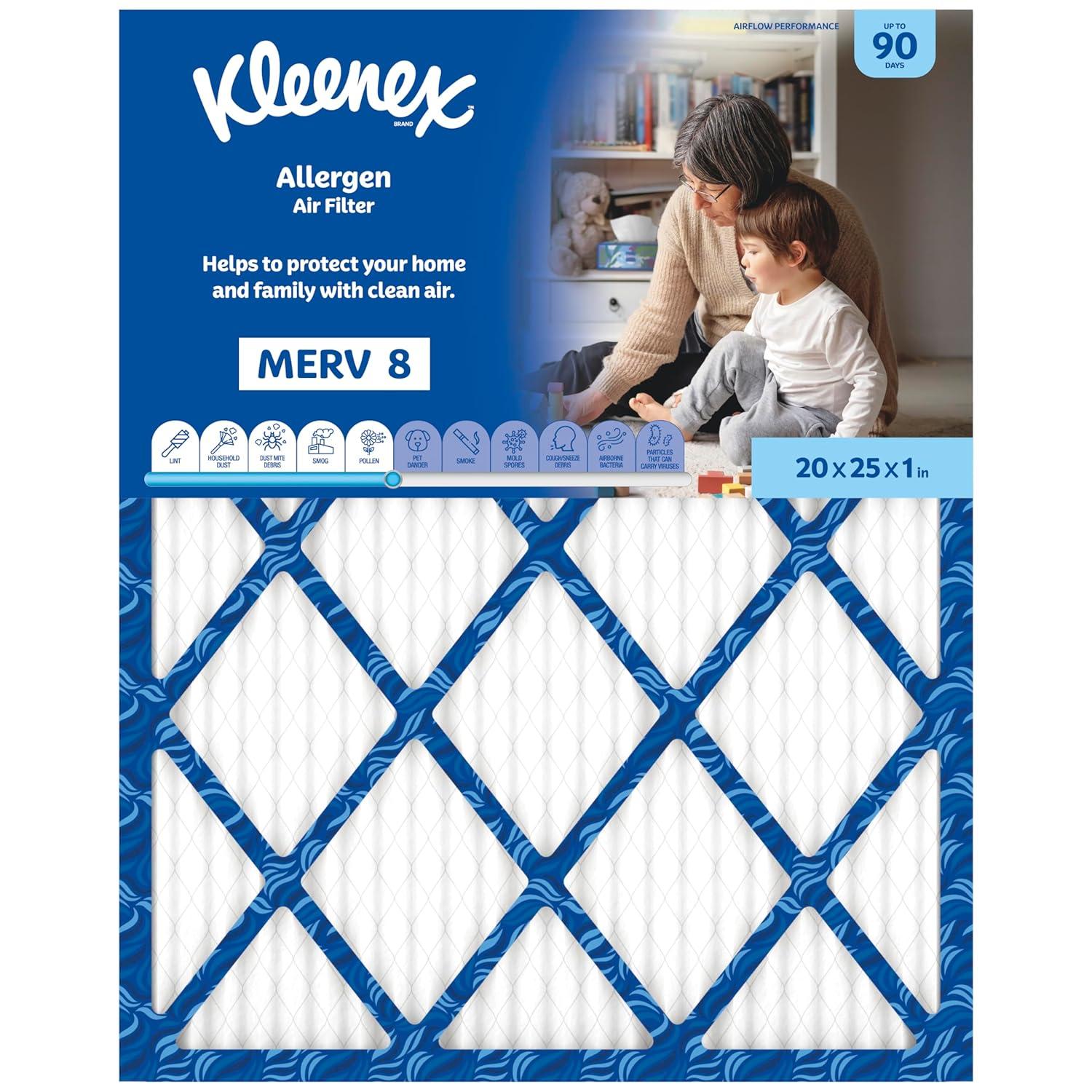 image:imageKleenex Allergen Air Filter 16x25x1 Inches 8 MERV RATING 4Pack20x25x1