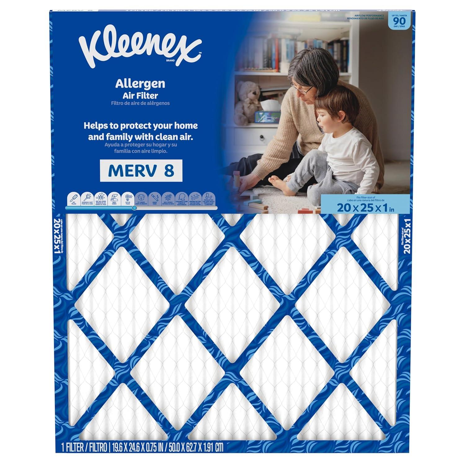 image:imageKleenex Allergen Air Filter 16x25x1 Inches 8 MERV RATING 4Pack20x25x1