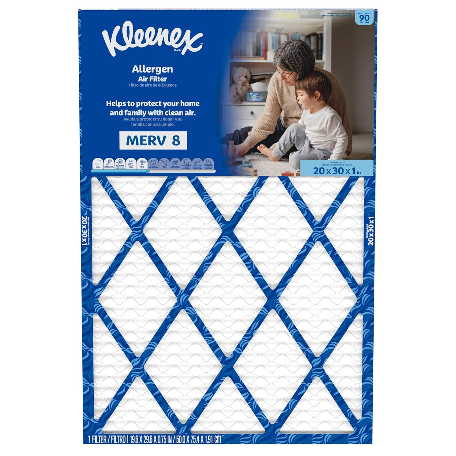 image:imageKleenex Allergen Air Filter 16x25x1 Inches 8 MERV RATING 4Pack20x30x1