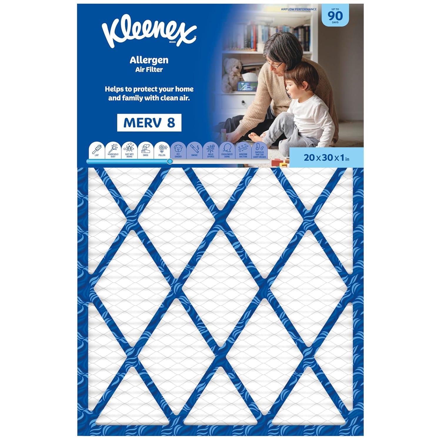 image:imageKleenex Allergen Air Filter 16x25x1 Inches 8 MERV RATING 4Pack20x30x1