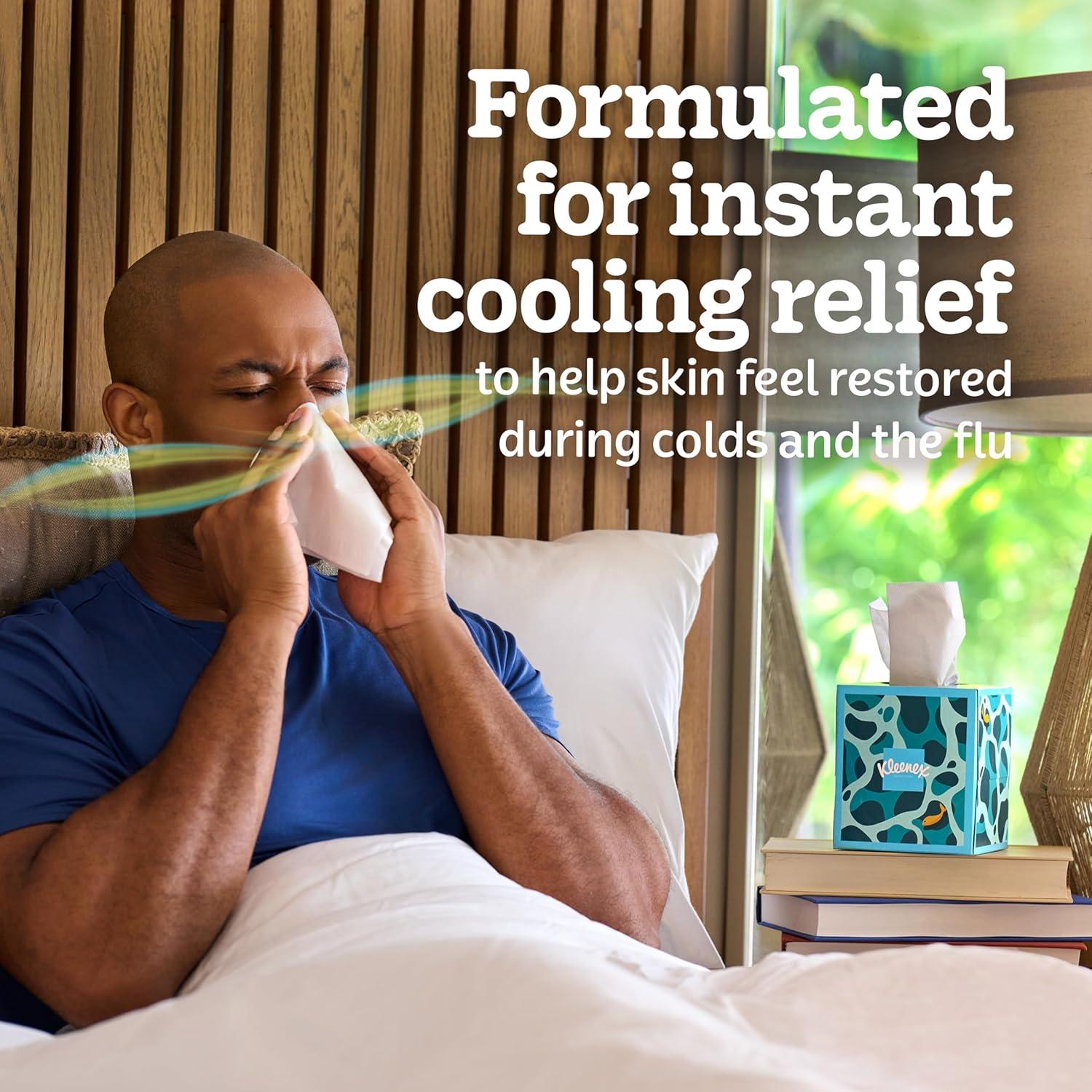 image:imageKleenex Cooling Aloe Facial Tissues 4 Cube Boxes 50 Tissues Per Box 2Ply